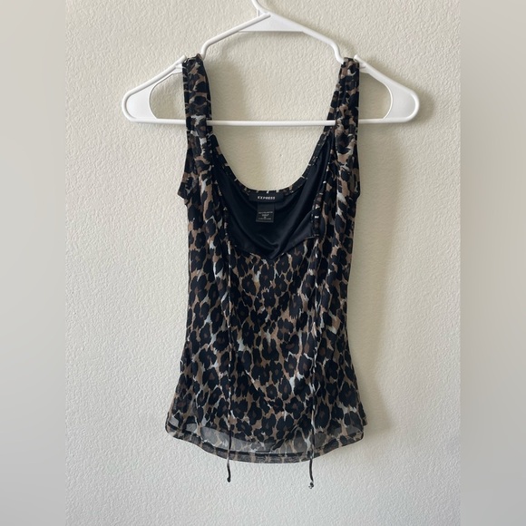 Express cheetah leopard brown and tan vintage y2k tank top loose fit blouse - Picture 1 of 3